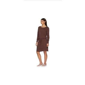 Prana Dress Womens XS Brown Sweater Organic Cotton Long Sleeve Leigh Tie Knee